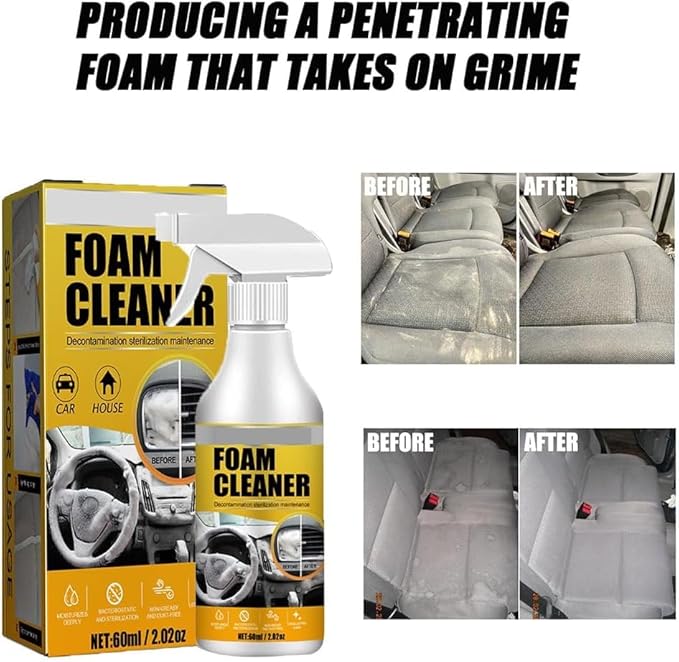 Multi-Purpose Foam Cleaner, 2025 New Multi-Purpose All Around Master Foam Cleaner Spray for Car Interior & Seats (2pcs)