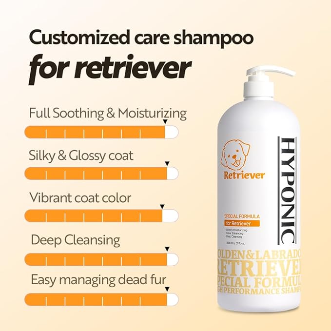 HYPONIC Shampoo for Retriever - Hypoallergenic Breed-Specific Shampoo for Retriever for Soft Volume, deep Cleansing, and Silky Coat (50.72oz)