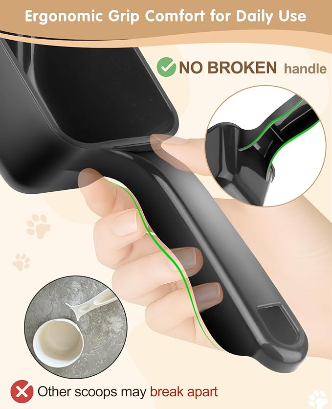 2-Pack Dog Food Scoop 1 Cup, Plastic Pet Food Measuring Scoop With Measuring Lines (1/2 & 1 Cup Markings) for Dogs, Cats, Fish, Bird（Black and Green)