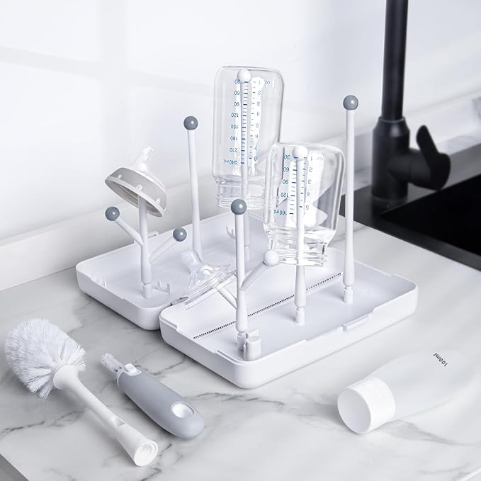 Termichy Travel Bottle Cleaning Kit: Portable Drying Rack & Brush Set for Working Moms - Compact Baby Essentials for Hotel & Camping