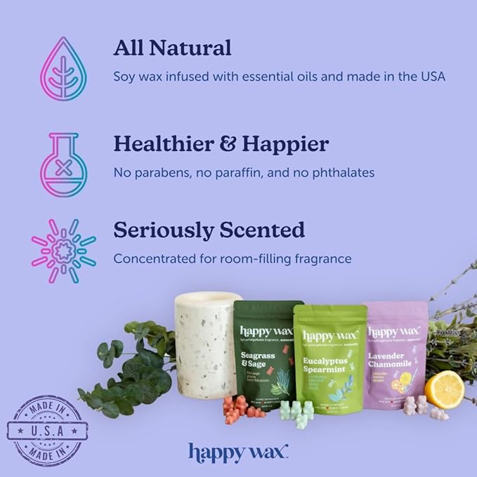 Happy Wax Watermelon Mojito Bear Melts - Natural Strong Summer Scent Infused with Essential Oils - Non-Toxic & Pet-Safe (8 oz Pouch)
