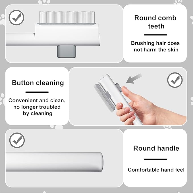 5-in-1 Pet Grooming Kit for Cats and Dogs – Flea Comb, Double-Layer Dense Tooth Comb, Knot Remover & Wave Massage Brush with Stainless Steel Teeth, Non-Slip Handle, Safe for Shedding Removal & Massage