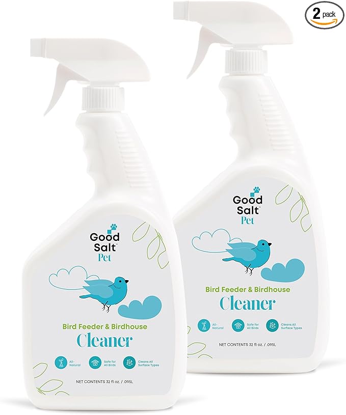 Good Salt Pet Bird Feeder & Birdhouse Cleaner, Natural Bird-Friendly Spray Formula, Made in the USA, 32 Ounce Bottle, 2-Pack