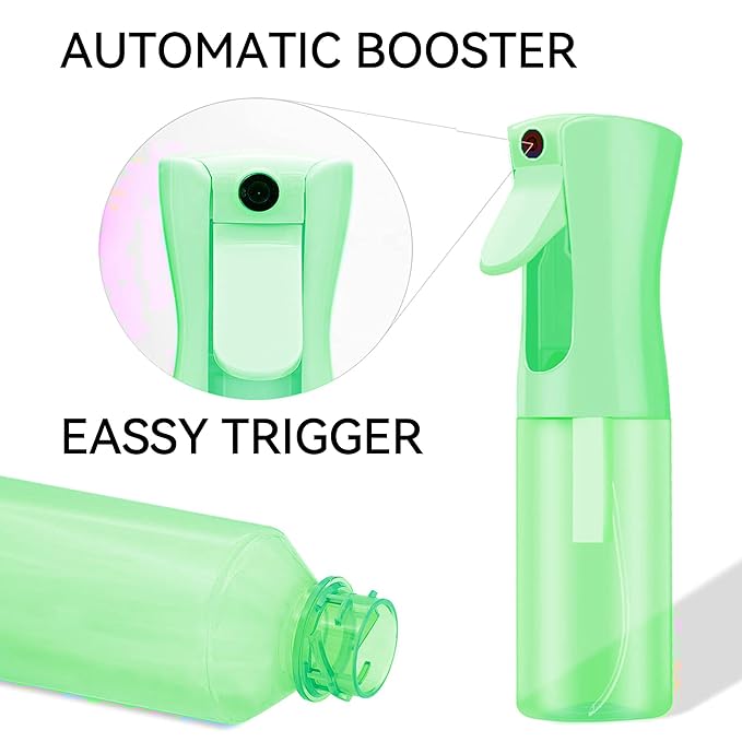 Continuous Mist Spray Bottle for Hair, Face & Plants (6.8oz/200ml) - Ultra Fine Travel-Size Water Mister for Salons, Cleaning, Pets & Skincare Leakproof Design