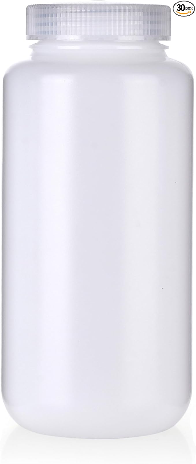 1000ml Plastic Reagent Bottle,Wide Mouth Reagent Bottle with Caps Designed for Laboratories,Classrooms (Nature，30 * 1000ML)