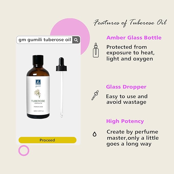 Tuberose Essential Oil, Home Fragrance Oil, Candle Scents Soy Wax Candle Making, Freshie Scents Oils for Soap, Dryer Balls, Diffusers, Laundry, Slime -3.38 oz /100ml