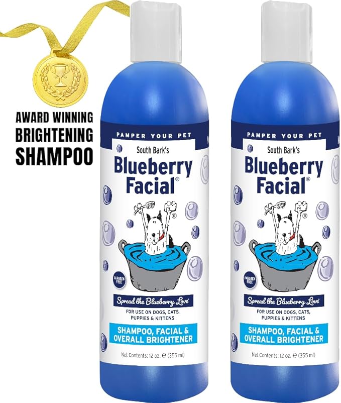 South Bark's Blueberry Facial® Pet Shampoo 12 oz. for Dogs & Cats | Pack of 12 | Brightener & Tear Stain Remover - Lasting Odor Eliminator | Paraben-Free | Biodegradable | Non-Toxic | Made in USA
