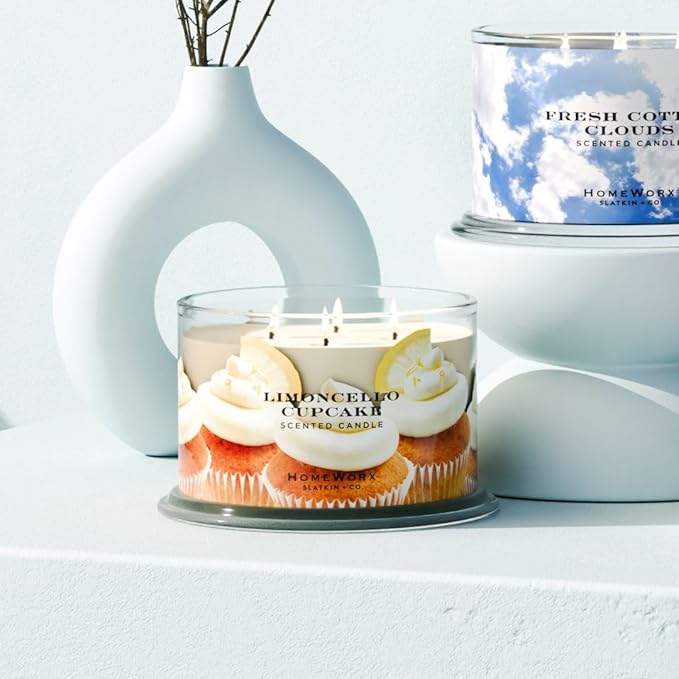 HomeWorx by SLATKIN + CO. Candle- Limoncello Cupcake, 18 oz. Premium Scented Candle - 30-55 Hours Burn Time