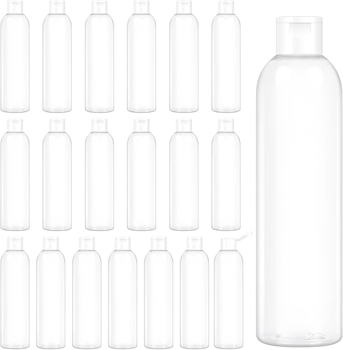 20 Pack 8 oz Travel Squeeze Bottles with Flip Caps Refillable Empty Plastic Containers for Toiletries Shampoo Lotions Oils