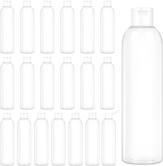 20 Pack 8 oz Travel Squeeze Bottles with Flip Caps Refillable Empty Plastic Containers for Toiletries Shampoo Lotions Oils