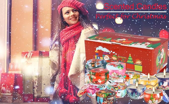 16Pack Christmas Scented Candles,Candvent Calendar 2025, Gift Set 2.5oz Strong Fragrance Aromatherapy Candles,Portable Travel Tin Jar Candles Gifts for Home Scented Decoration Valentine'sDay
