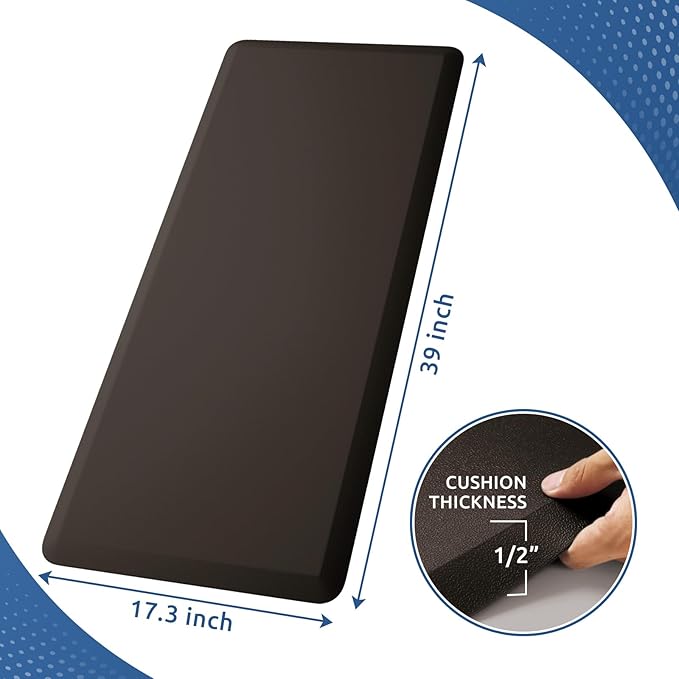 KitchenClouds Kitchen Mat Cushioned Anti Fatigue Kitchen Rug 17.3"x39" Waterproof Non Slip Kitchen Rugs and Mats Standing Desk Mat Comfort Floor Mats for Kitchen House Sink Office (Chocolate)