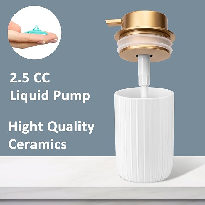 Soap Liquid Dispenser Ceramic with Easy-to-Press Pump Hand Liquid Dispenser (Can't Foam) for Shampoo Bathroom Countertop 13.5 oz