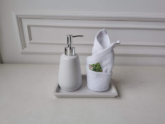 White Hand Soap Dispenser Ceramics Bottles with Elegant Pump Top Bathroom Empty Shampoo Bottles 10oz/300ml