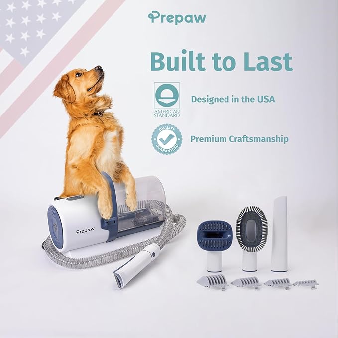 4-in-1 Pet Grooming Kit with Vacuum for Dog Shedding, 11000Pa Suction Power, Whisper Quiet, USA Design, Multi-Filtration System, 2.5L Trash Can, Auto-Protection, Low Noise, Home Grooming