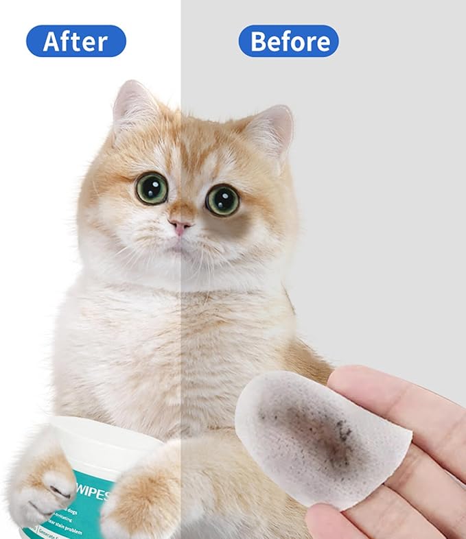 100 - pcs Natural Pet Eye Wipes. Soothing, Crafted with Natural, Non - irritating Aloe Vera & Chamomile extracts. for Removing Tear Stains and Cleaning Eye gunk in Both Cats and Dogs