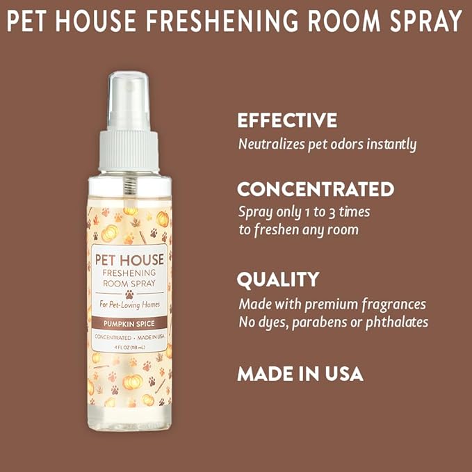 One Fur All Room Spray for Pet Odor, 4 OZ Concentrated Pet Friendly Air Freshener, Pumpkin Spice Pack of 1