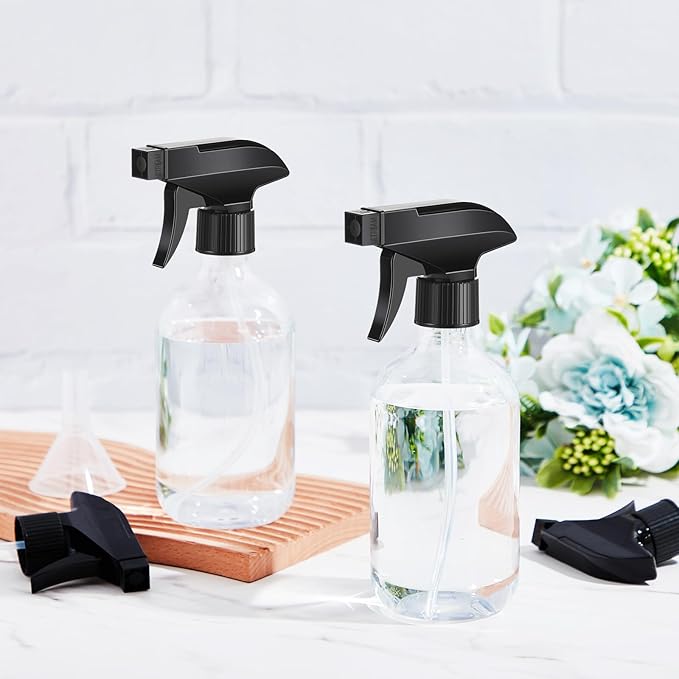 9 Pack 16oz/500ml Plastic Spray Bottle Bulk for Plant Small Spray Bottle Fine Mist Water Sprayer Upgraded Adjustable Nozzle Refillable Empty Containers for Cleaning, Hair, Cooking(Clear)