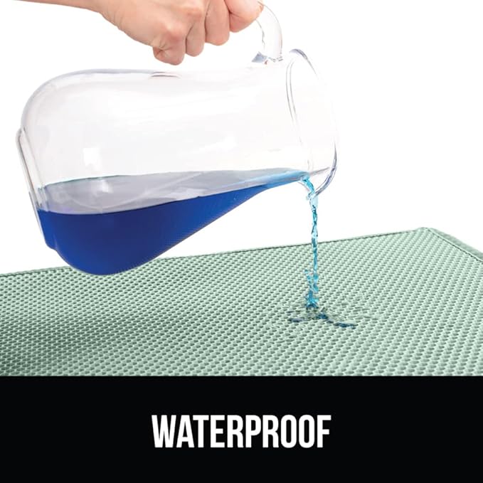 GORILLA GRIP Honeycomb Cat Litter Box Mat, Two Layer Trapping Waste Mats, Soft On Paws, Litter Box Supplies and Essentials for Indoor Cats, Traps Excess, Water Resistant for Floors, 30x24 Sage