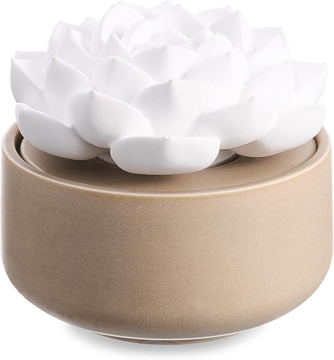 Honeydak 1 Pcs Flower Passive Essential Oil Diffuser Stone White Ceramic Porcelain Floral Diffuser with Container Non Electric Handmade Decorative Tabletops Home Decoration Christmas (Succulent)
