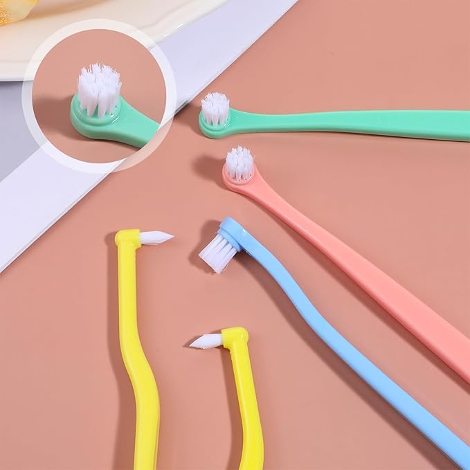5 PCS Small Dog Toothbrush, Pet Toothbrush Cat Tooth Brush Micro Head Puppy Tooth Brushing Cat Dental Care Oral Hygiene Deep Teeth Cleaning Brushes 360 Degree Soft Bristles Round&Pointed Toothbrushs