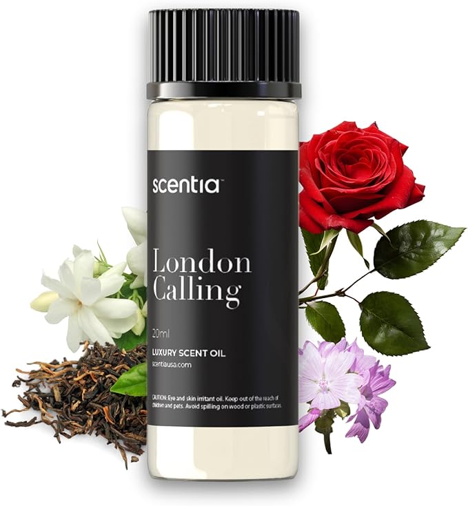 Scentia Hotel Diffuser Oil Inspired by Ferrari - 20 ml 0.67 fl oz - Essential Oil Blend White Tea, Cedarwood & Soku Lime for Aromatherapy Diffusers and Humidifiers - London Calling, Thanksgiving Gift