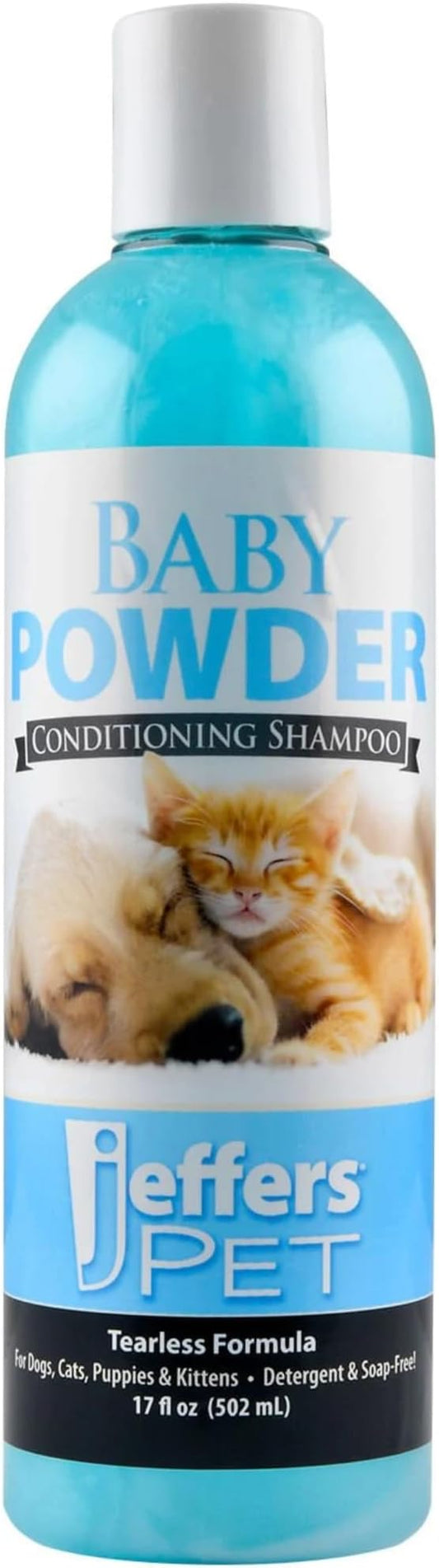 Jeffers Baby Powder Scent Conditioning Shampoo for Dogs, Cats, Puppies & Kittens – Gentle, Soap Free Formula with Natural Oils – Odor Eliminating, Safe Coat Care, Hypoallergenic Pet Shampoo, 17 oz