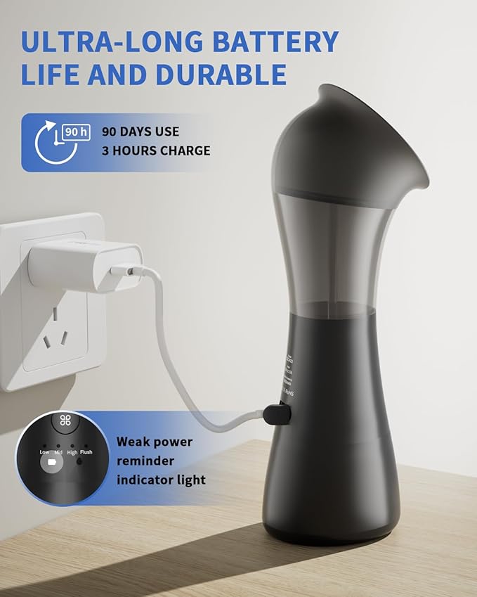 Ear Wax Removal Kit with Integrated Waste Tank, Safe Water Ear Cleaner with Temperature Sensor, 4 Pressure Modes for Varying Earwax Levels – Effective Smart Electric Ear Cleaning for Family Use