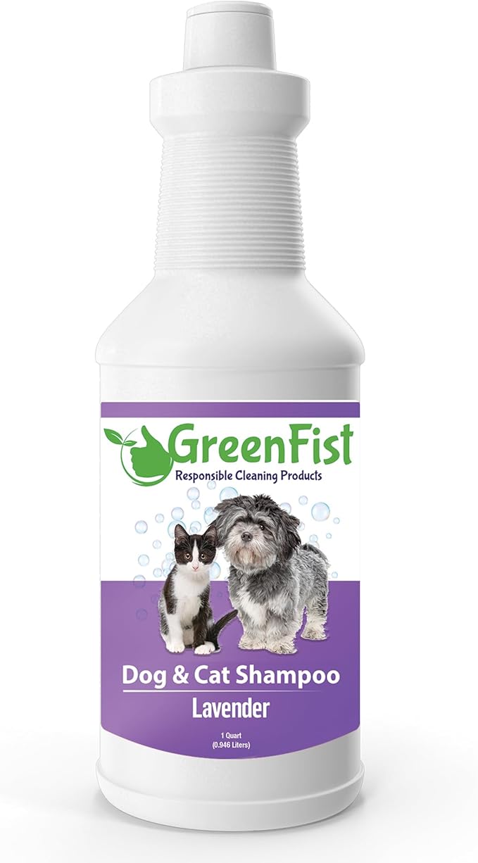 GreenFist Pet Shampoo for Dogs & Cats Care Intense Cleaning Power Sooth Skin Made in USA (Lavender 1 Quart)