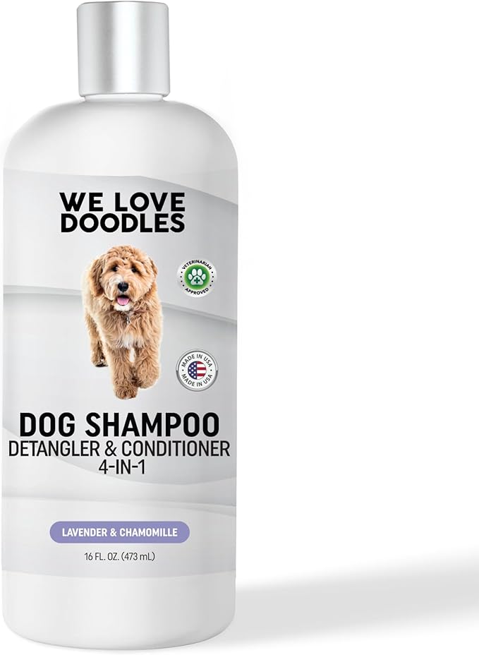 We Love Doodles Dog Shampoo, Conditioner, & Detangler - Shampoo for Dogs, Goldendoodles, Poodles & Doodles, for Matted Pet Hair & Sensitive Skin, Made in The USA, Lavender, 16 oz