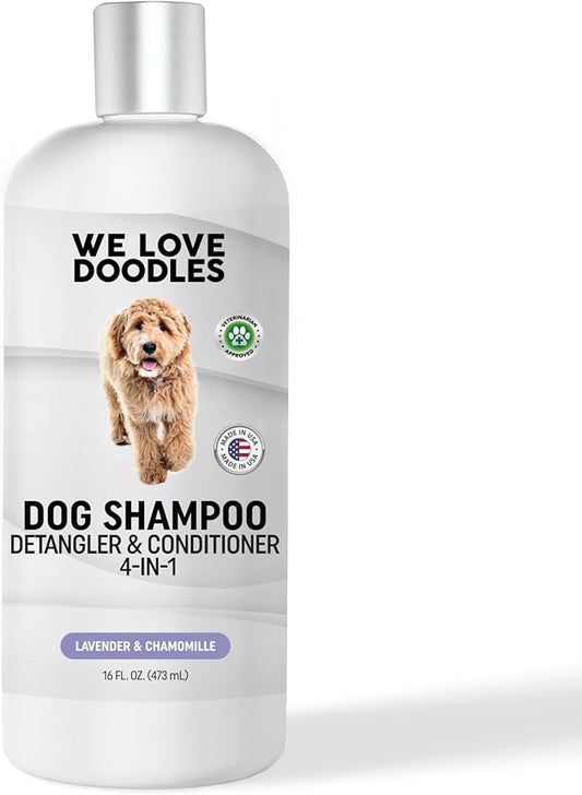 We Love Doodles Dog Shampoo, Conditioner, & Detangler - Shampoo for Dogs, Goldendoodles, Poodles & Doodles, for Matted Pet Hair & Sensitive Skin, Made in The USA, Lavender, 16 oz