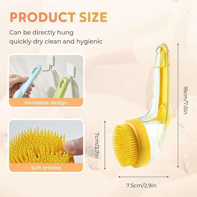 Pets Bath Brush, Pet Bath Brush With Soap Dispenser, Dog Shampoo Brush Scrubber For Long Short Haired Dogs Cats Shower (2pcs-A)