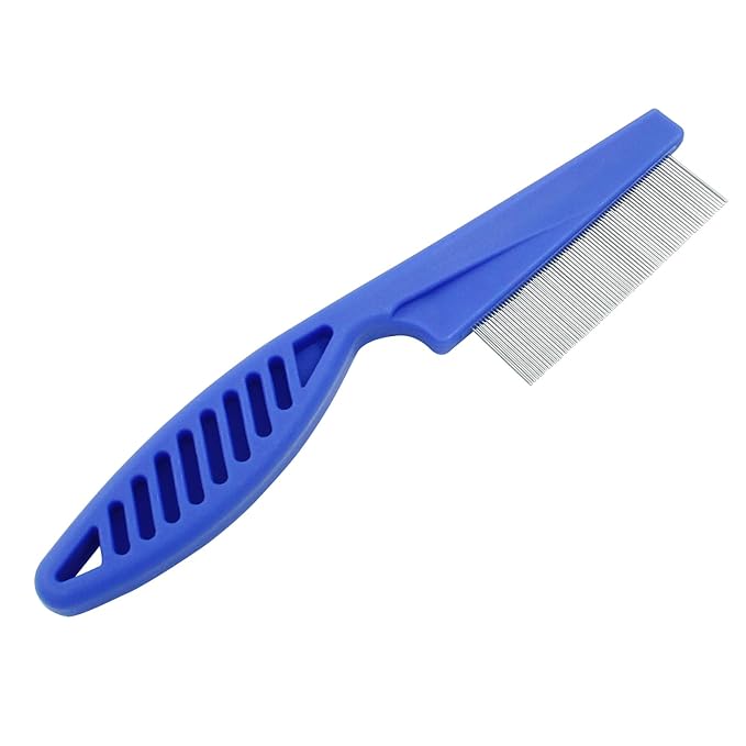 Flea Comb for Dogs and Cats, Metal Pet Lice Comb Fine Tooth Grooming Tool for Remove Anti Fleas and Flea Eggs(3pcs Blue)