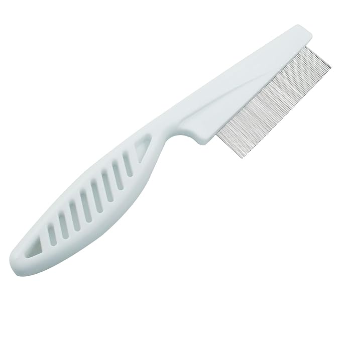 Flea Comb for Dogs and Cats, Metal Pet Lice Comb Fine Tooth Grooming Tool for Remove Anti Fleas and Flea Eggs(3pcs White)