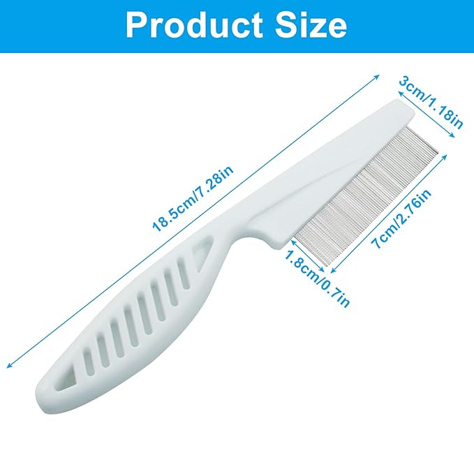 Flea Comb for Dogs and Cats, Metal Pet Lice Comb Fine Tooth Grooming Tool for Remove Anti Fleas and Flea Eggs(3pcs White)