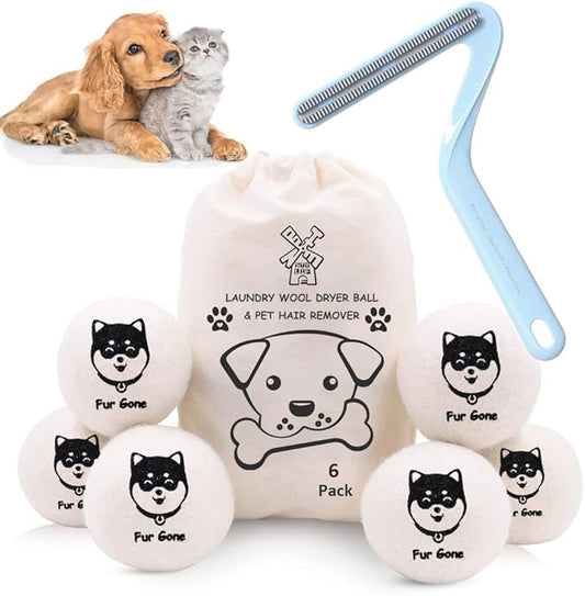 Wool Dryer Balls for Pet Hair Remover Organic Reusable Laundry Dryer Balls Pre-Wash Lint Remover for Dog/Cat Pet Hair Shaver for Laundry Hair Catcher for Washing Machine