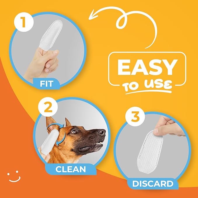 Dog & Cat Ear Cleaner Wipes – Pet Finger Wipes for Cats & Dogs – Cleaning, Soothing, & Deodorizing Itchy Ears – Ear Relief Solution Wash (Unscented)