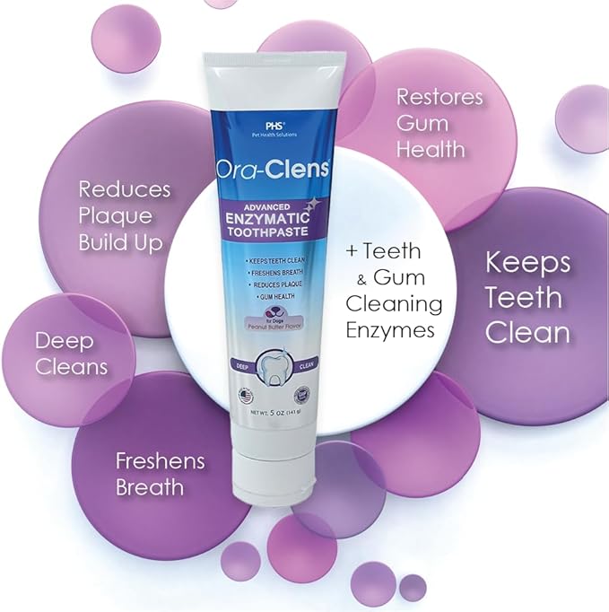 Advanced Enzymatic Toothpaste – Safe and Natural Dog Oral Care Toothpaste – Freshens Breath, Fights Plaque and Reduces Tatar – Tasty Peanut Butter Flavor – 5 Oz