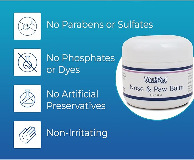 VLUEPET | Nose and Paw Balm | Natural, Lick-Safe Moisturizer & Protector for Cracked, Dry Paws & Nose | Paraben-Free, Sulfate-Free, No Dyes or Preservatives | Soothing Relief for Dogs and Cats (2 oz)