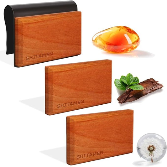Car Air Freshener, Wood Air Freshener, Car Odor Eliminator for Visor Clip, Variety Scent Refill, Long Lasting - CLIP INCLUDED (Amber-Open Air-Teak)