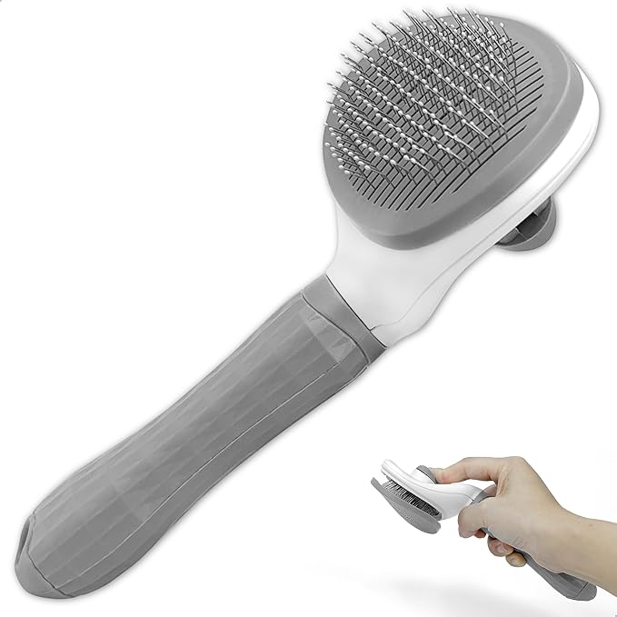 Self Cleaning Slicker Brush, Dog Cat Bunny Grooming Deshedding Brush, Bunny Massaging Comb Suitable for Long or Short Hair, Skin Friendly, Easy to Remove Loose Undercoat，Pet Supplies Accessories