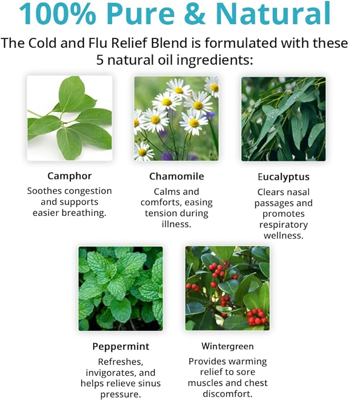 Wild Essentials Cold and Flu Relief 4-Piece Bundle – Inhaler, Roll-On, Spray & Essential Oil for Congestion, Respiratory Support & Comfort- USA Made