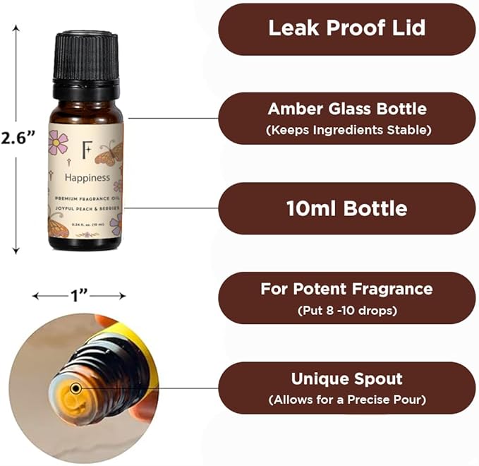 Folkulture Essential Oils for Home | Set of 6 (0.34 fl oz x 6) Sandalwood, Vanilla, Eucalyptus, Cedar Essential Oil, Sage & Chamomile Diffuser Oils for Relaxation for Women