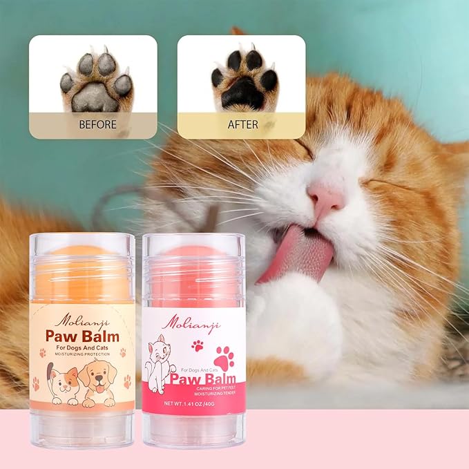 Paw Balm Dogs Lick Safe,Coconut Oil Natural Ingredients1.41oz, Pet Paw Wax moisturizer for Dogs,for Healing Cracked Dry Paws,Snouts & Elbows,Nose Butter for Dogs Cats, Relieves Odor,Pink