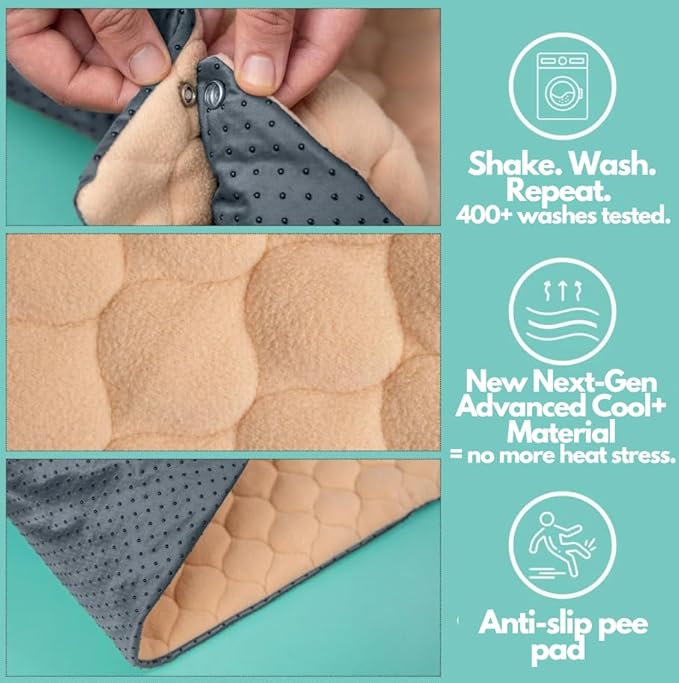 Hopp'd™ HutchLiner 2.0 Premium Guinea Pig Cage Liner Washable Fleece Bedding for Rabbits & Guinea Pigs | Waterproof, Odor Control, Cooling Mat, Anti-Slip Bunny Mat & Pee Pad | Midwest Cages (47x24)