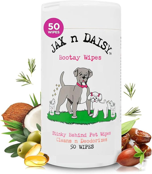 Jax n Daisy Pet Wipes – Gentle & All-Natural Butt Wipes for Dogs and Cats – Moisturizing with Vitamin E – Fresh Herbal Scent