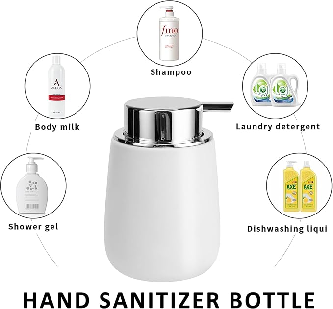 Soap Foaming Dispenser Ceramic with Easy-to-Press Pump Hand Foam Dispenser for Shampoo Bathroom Kitchen 12 oz 2pcs
