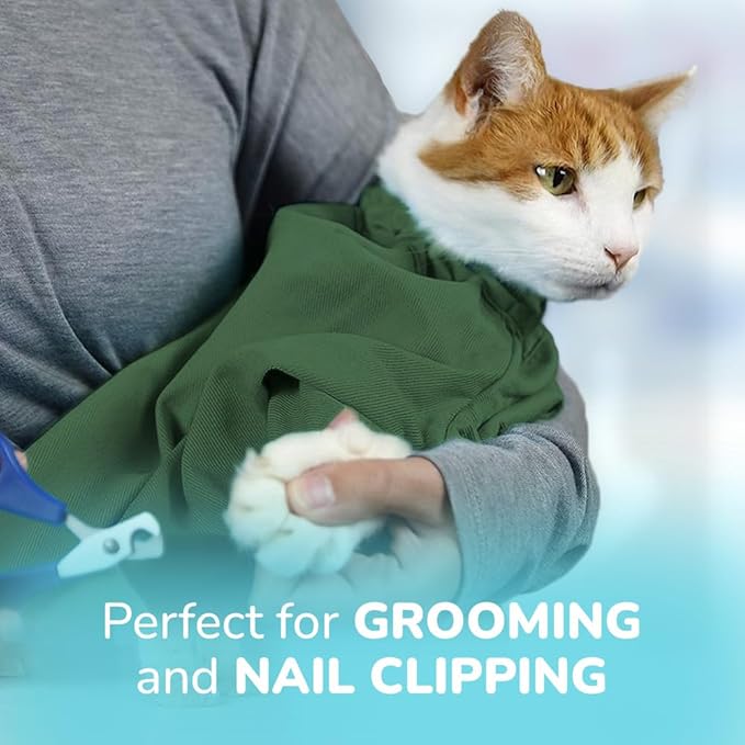 Cat-in-the-Bag Cozy Comfort Carrier - Extra Large Green Pet Carrier and Cat Carrier Soft for Cutting Nails, Vet Visits, Medication Administration, Dental Care, & Travel