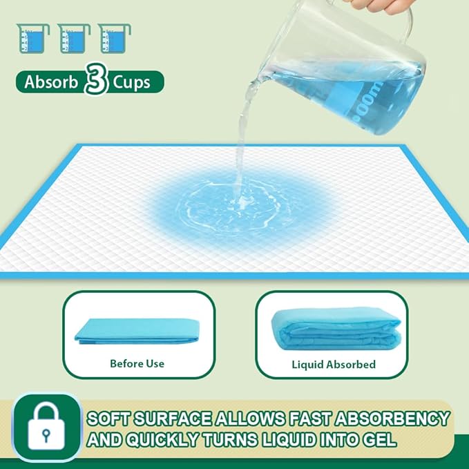 IMMCUTE Puppy Pads 22"x23" 100 Count | 6-Layer Leak-Proof & Super Absorbent Dog Training Pads | Disposable Potty Pads for Puppies, Dogs, Cats & Rabbits | Blue & White