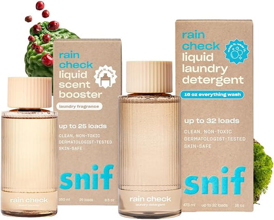 Snif Rain Check Laundry Detergent & Scent Booster Starter Pack – Clean Fresh Rain-Inspired Fragrance, Premium Non-Toxic Laundry Set, HE Safe, Non-Irritating (16oz + 8.5oz)